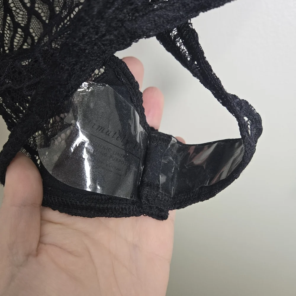 Free People Intimately Floral Lace Square Neck‎ Chic Black Sheer Bodysuit S